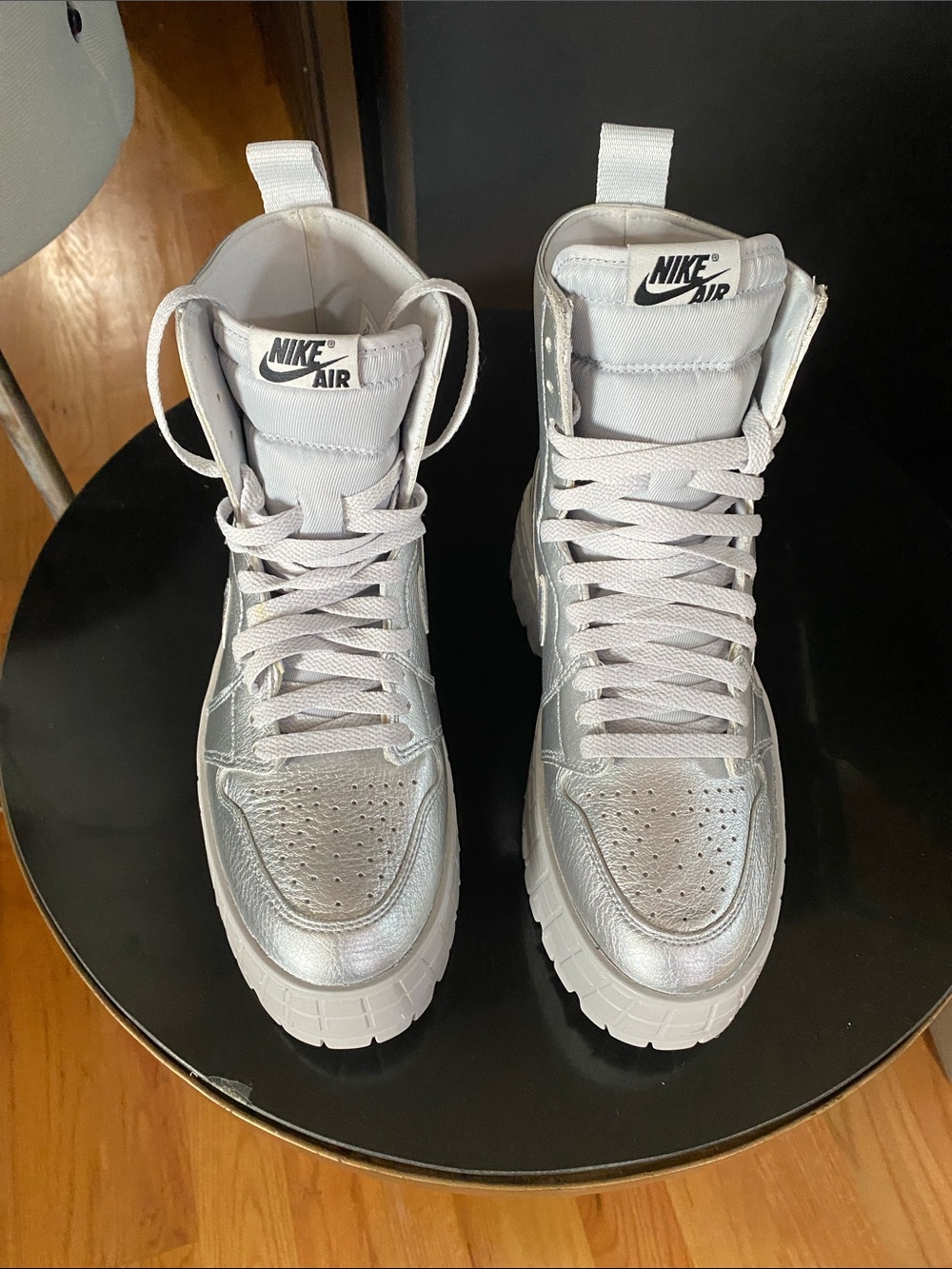 Nike High-Top Sneakers in Silver and White